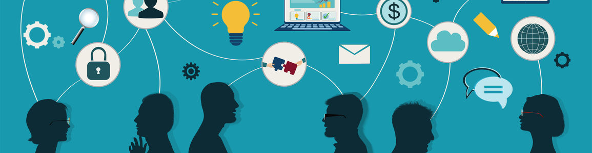 grafica con icone di comunicazione
