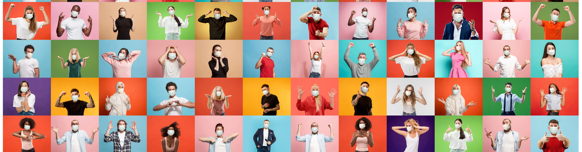 Collage di persone con mascherine