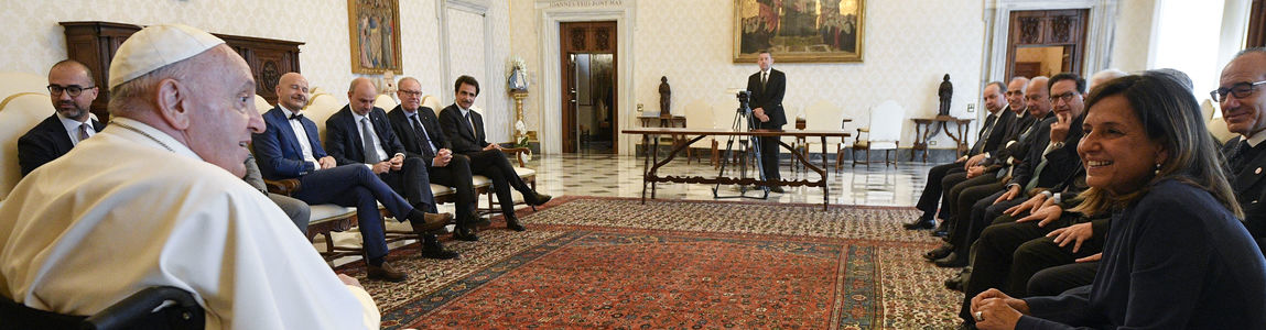 Foto Vatican Media/sir Papa Francesco con i Rettori delle università di Roma e Lazio