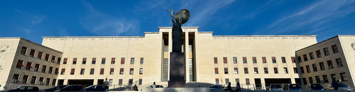 Statua della Minerva e palazzo del Rettorato sullo sfondo
