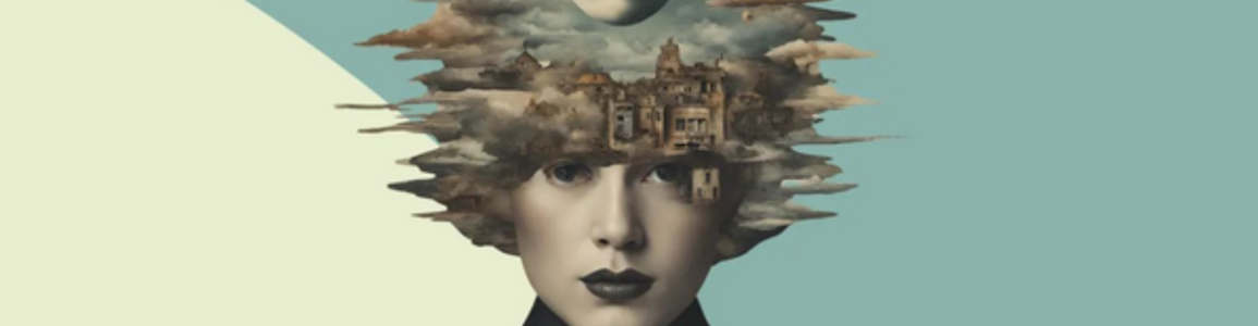 Immagine digitale di una donna con al posto dei capelli una città