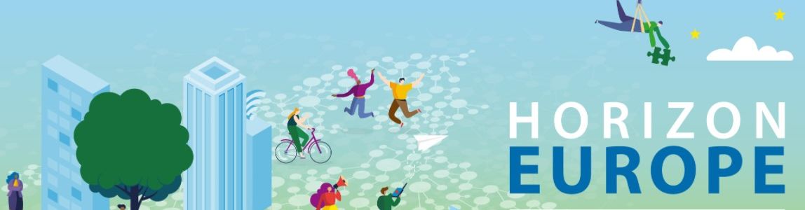 illustrazione con persone che lavorando e scritta Horizon