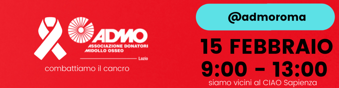 locandina dell'appuntamento del 15 febbraio per la donazione di midollo osseo