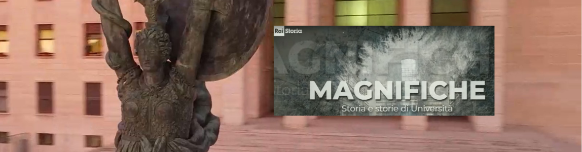 statua della minerva e titolo della trasmissione magnifiche