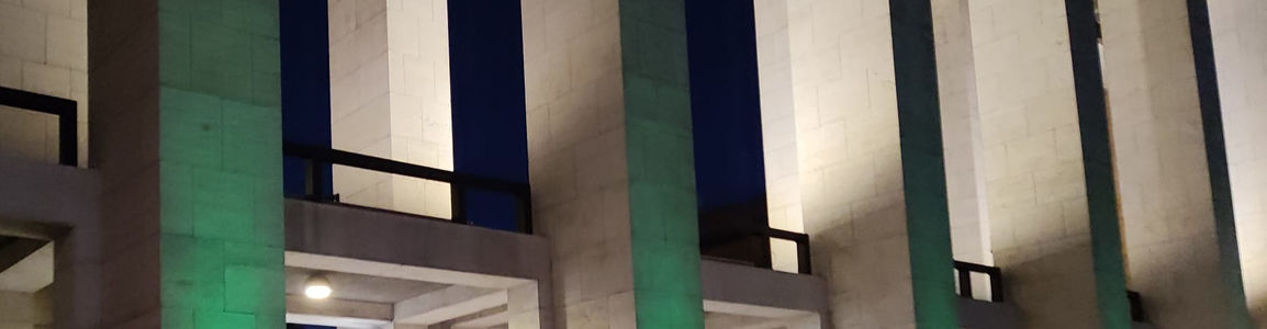 Propilei della Sapienza illuminati di verde