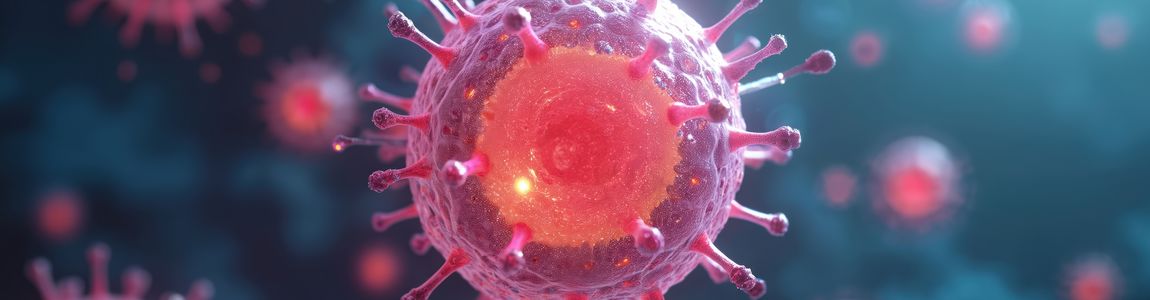 Rappresentazione 3D di una cellula tumorale della leucemia_Immagine generata con IA