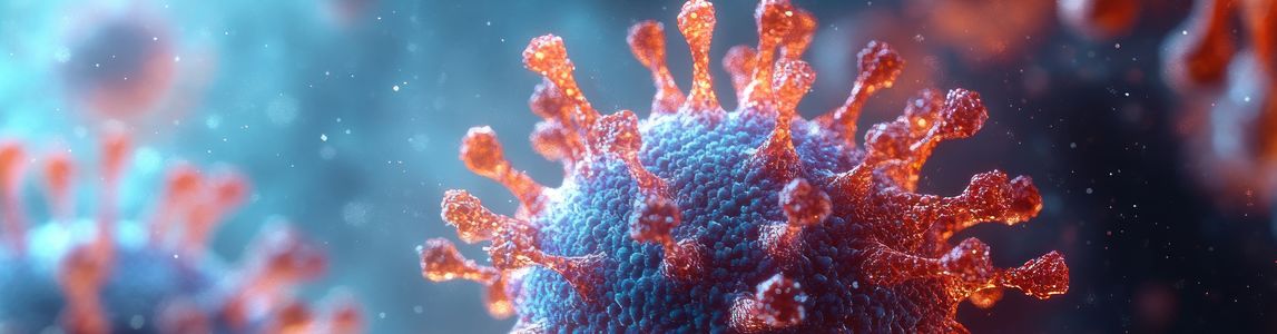 Rappresentazione del virus di Epstein Barr (EBV). Immagine generata dall'Intelligenza Artificiale