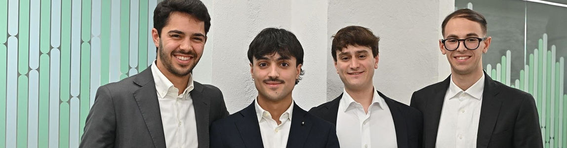 i quattro vincitori del premio: Nicolò Quartararo, Alessandro Rem Picci, Filippo Volante e Alessandro Zocchi