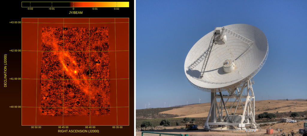 Mappa completa di Andromeda e il Sardinia Radio Telescope