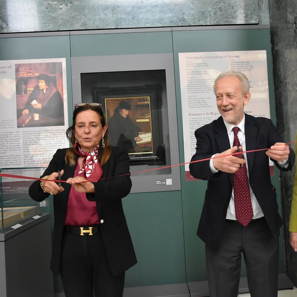Antonella Polimeni e Alessandro Zuccari inaugurano la mostra dedicata a Erasmo da Rotterdam