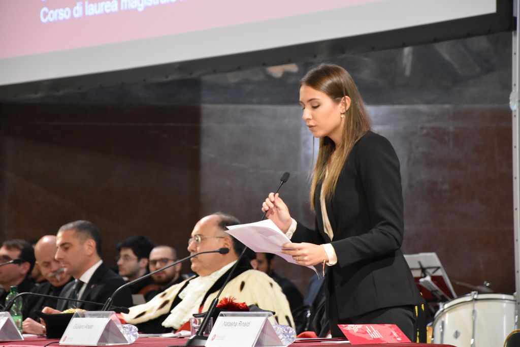 Foto di Natasha Rinaldi studentessa in rappresentanza degli studenti (foto di Stefania Sepulcri) 