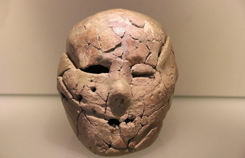 Un cranio ingessato, risalente al 9000 a.C. circa, in Giordania. Credit: Flickr