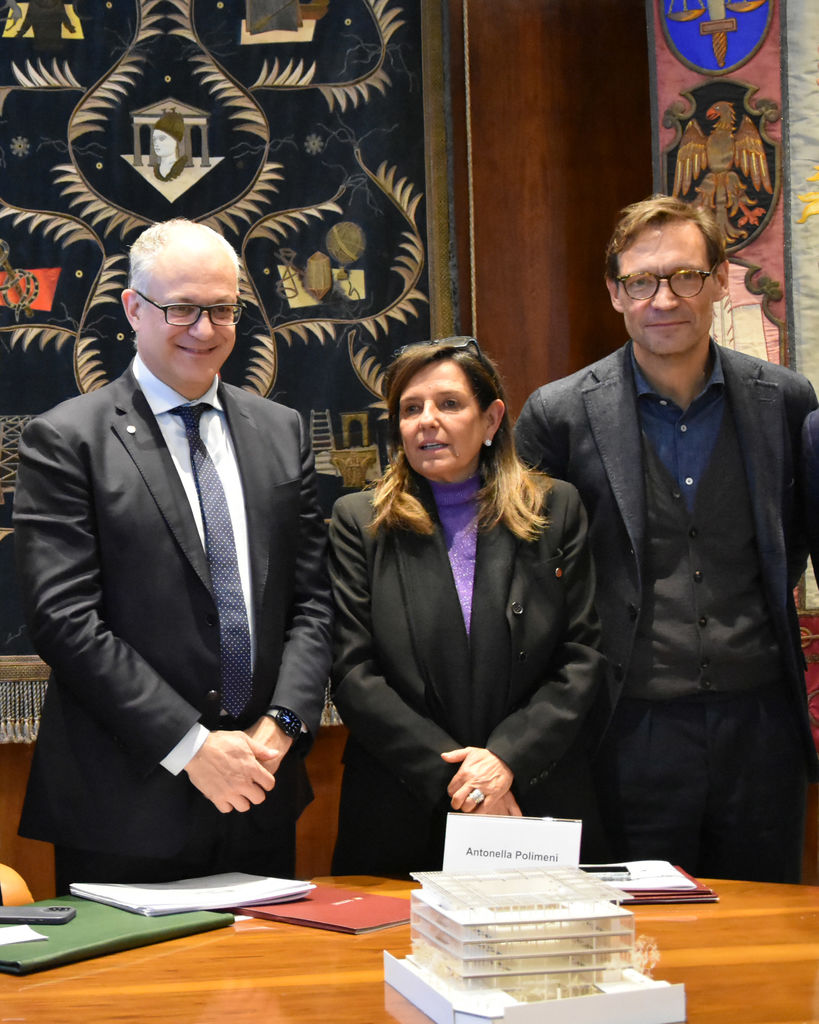 La Rettrice e  il Sindaco insieme a Eduard Mijic, fondatore dello studio Mijic Architects